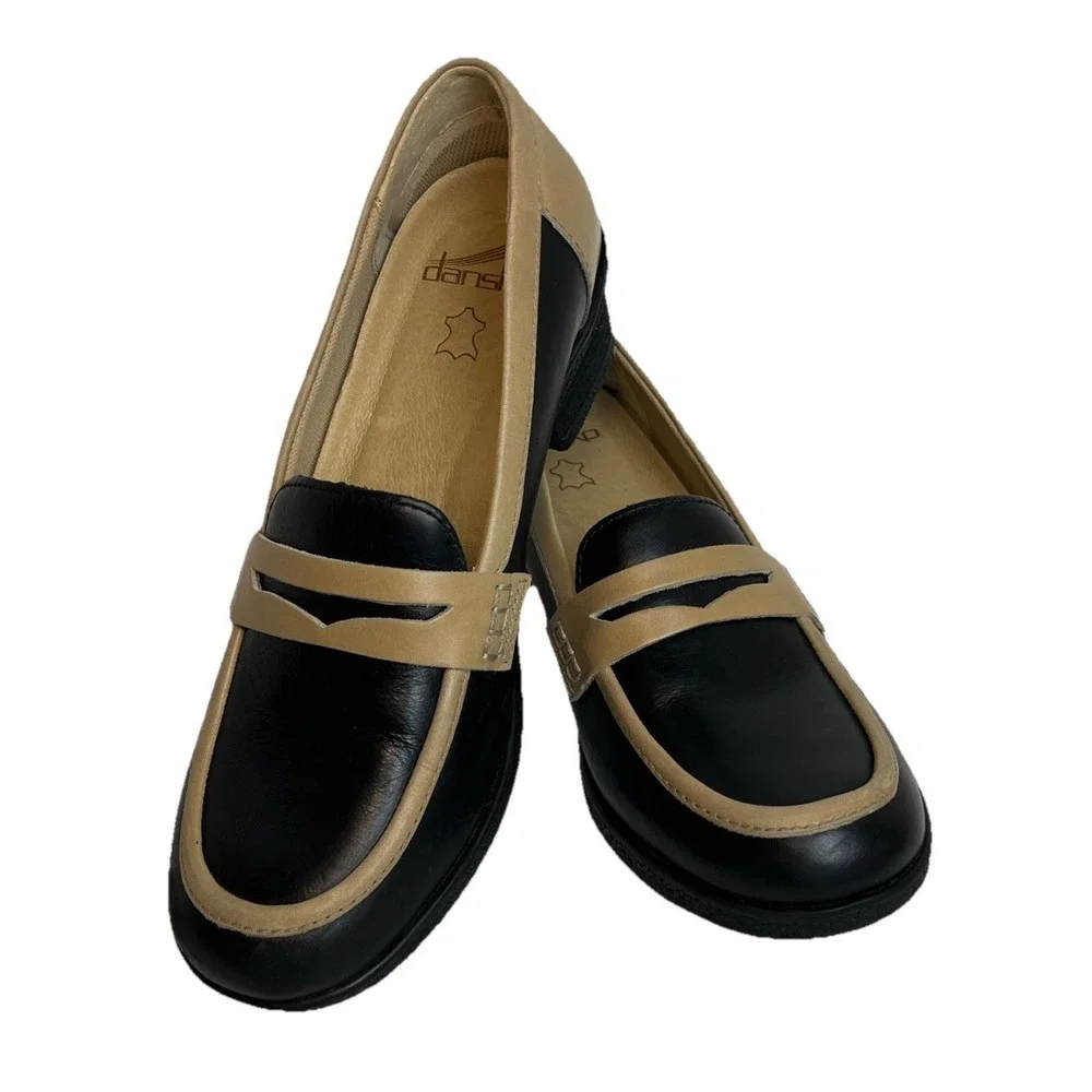 Dansko Danica Black &‎ Dune Loafers Womens Size 37 EU/6.5-7 US